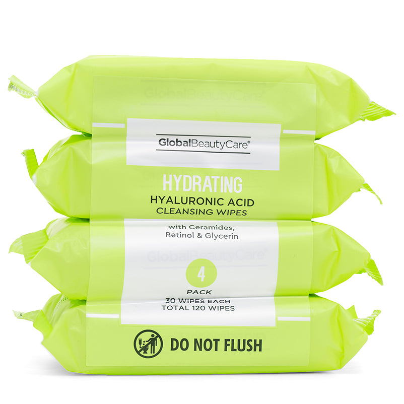 Global Beauty Care Hydrating Hyaluronic Acid Cleansing Wipes 4-Pack