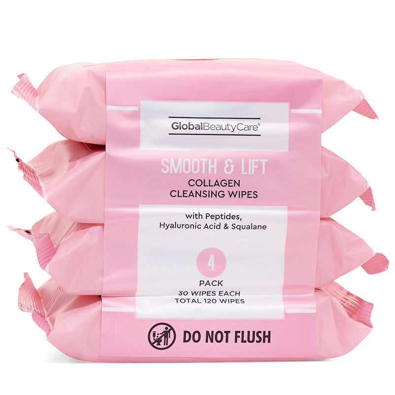 Global Beauty Care Smooth & Lift Collagen Cleansing Wipes 4-Pack