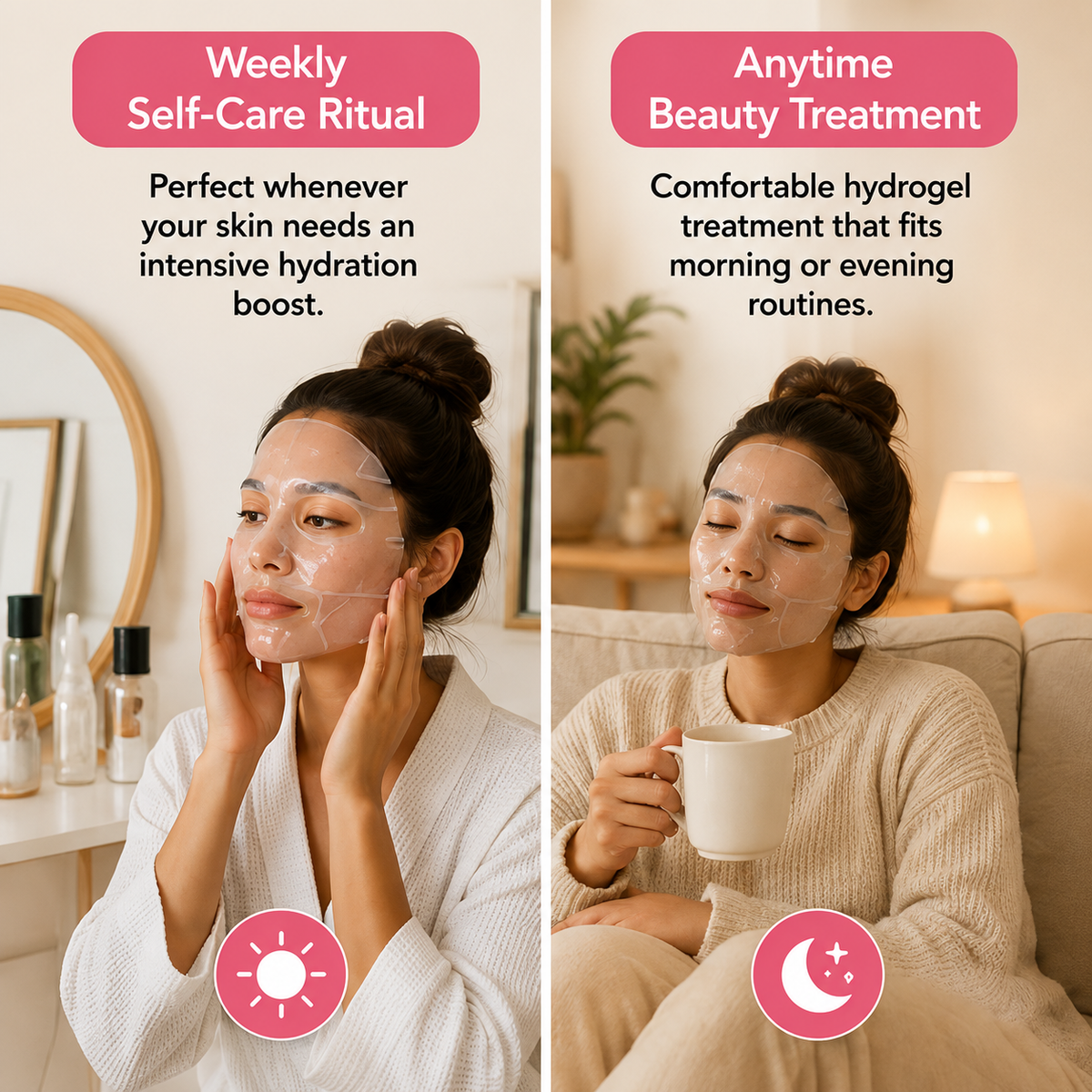 Global Beauty Care Collagen Hydrogel Mask 3-pack lifestyle texture closeup