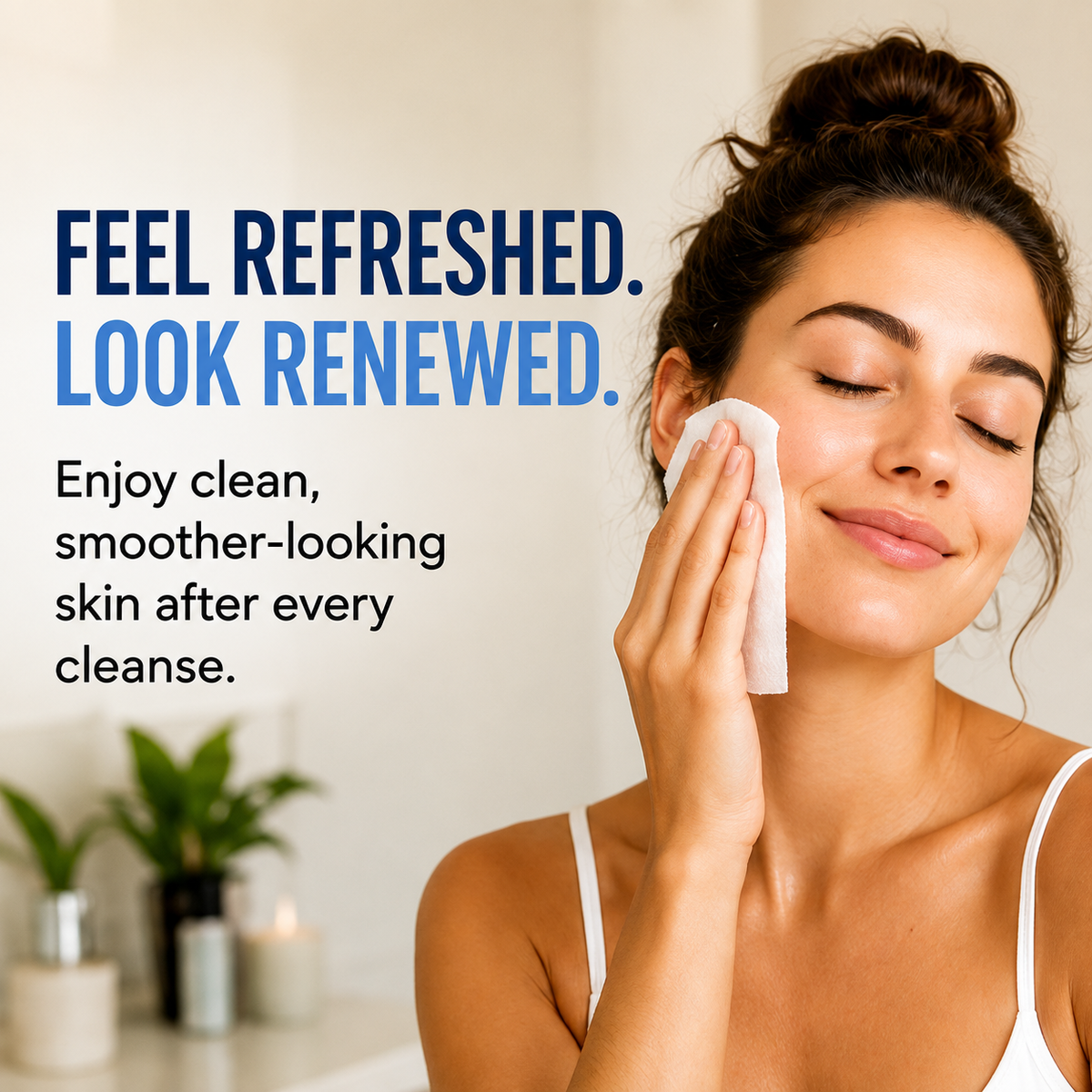 Global Beauty Care Retinol Makeup Cleansing Wipes 4-pack lifestyle closeup detail