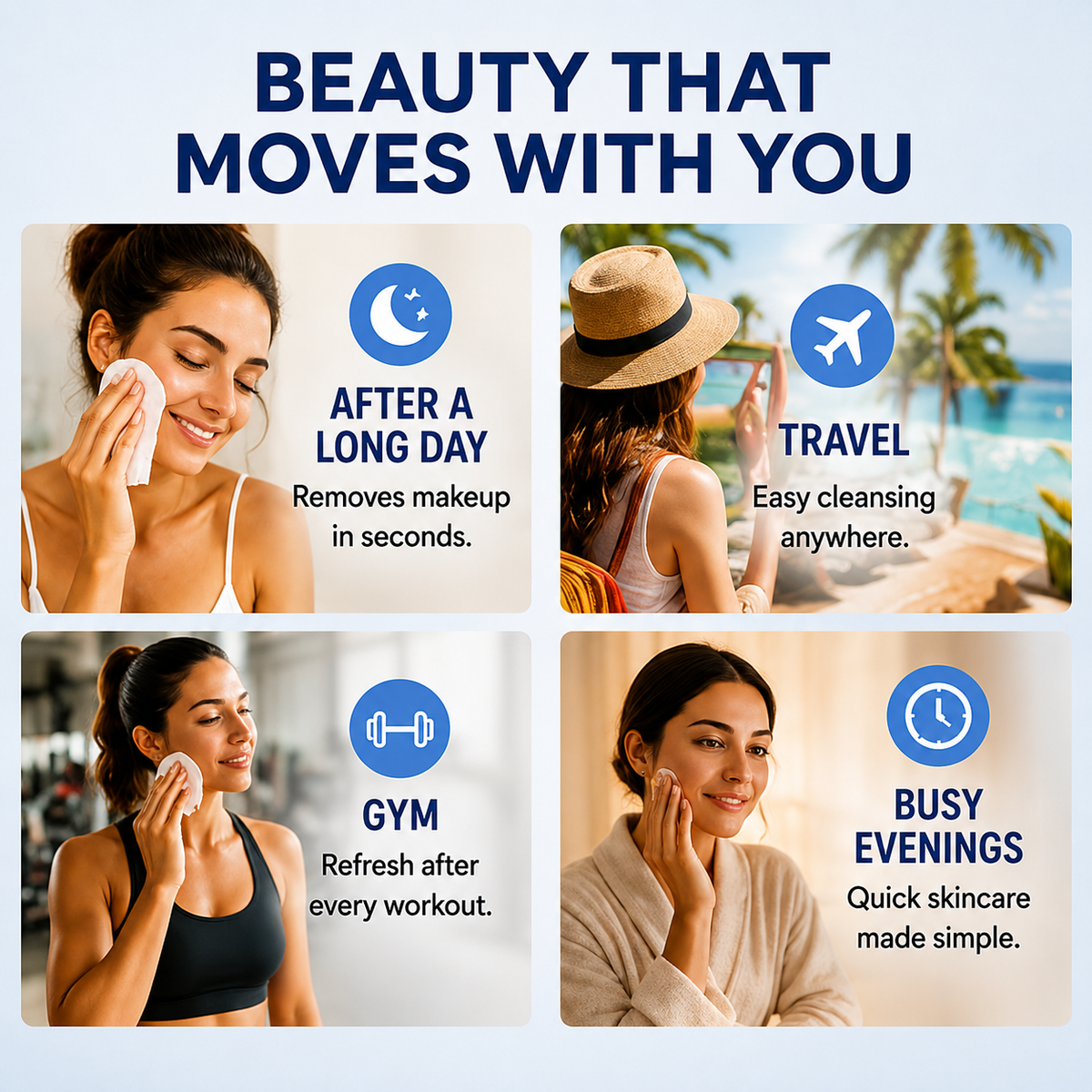 Global Beauty Care Retinol Makeup Cleansing Wipes 4-pack lifestyle closeup detail