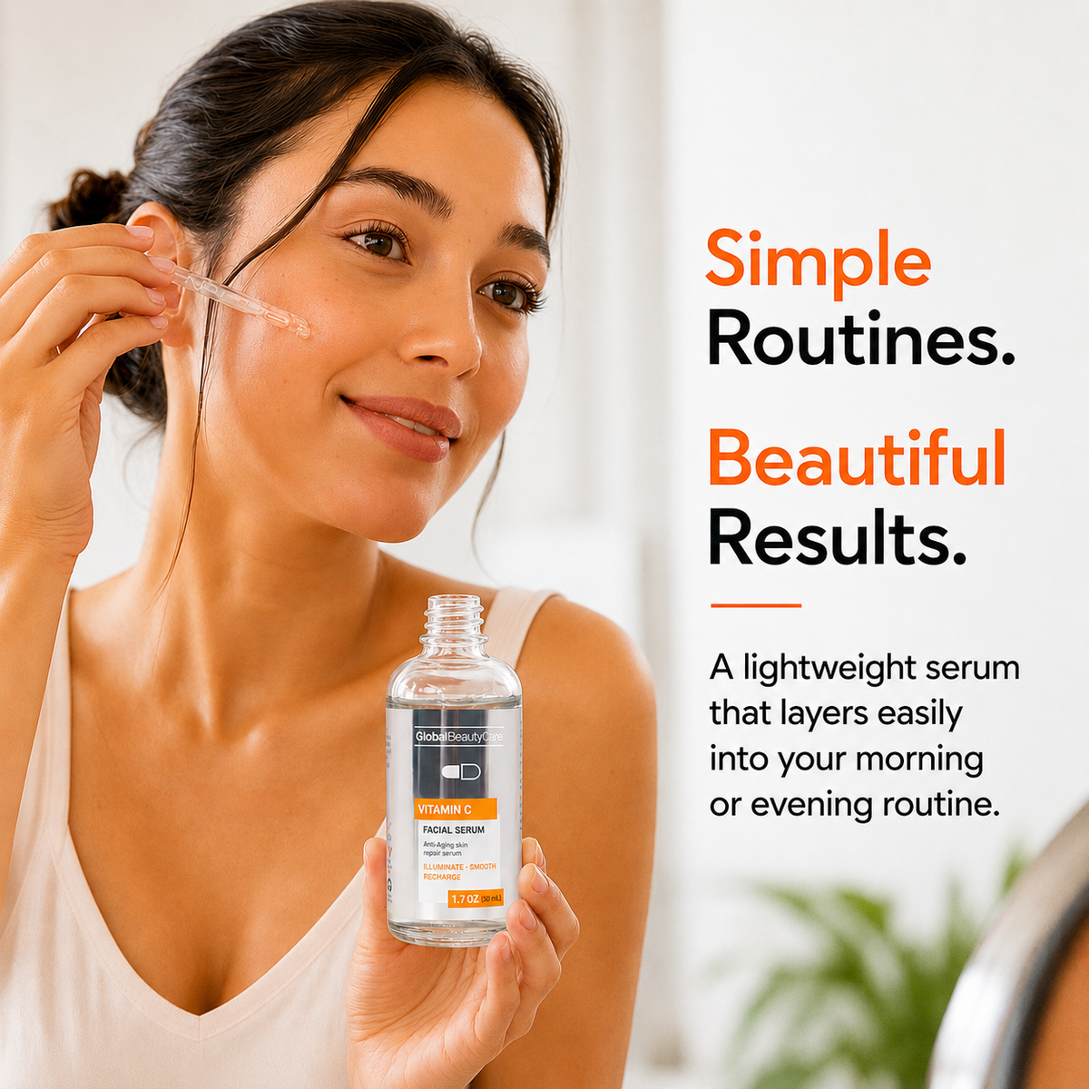 Global Beauty Care Vitamin C Facial Serum 1.7oz lifestyle texture closeup