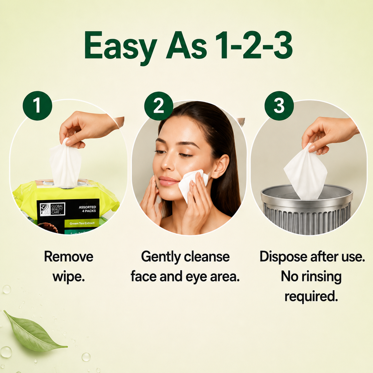 Global Beauty Care Assorted Makeup Cleansing Wipes 4-pack lifestyle closeup detail