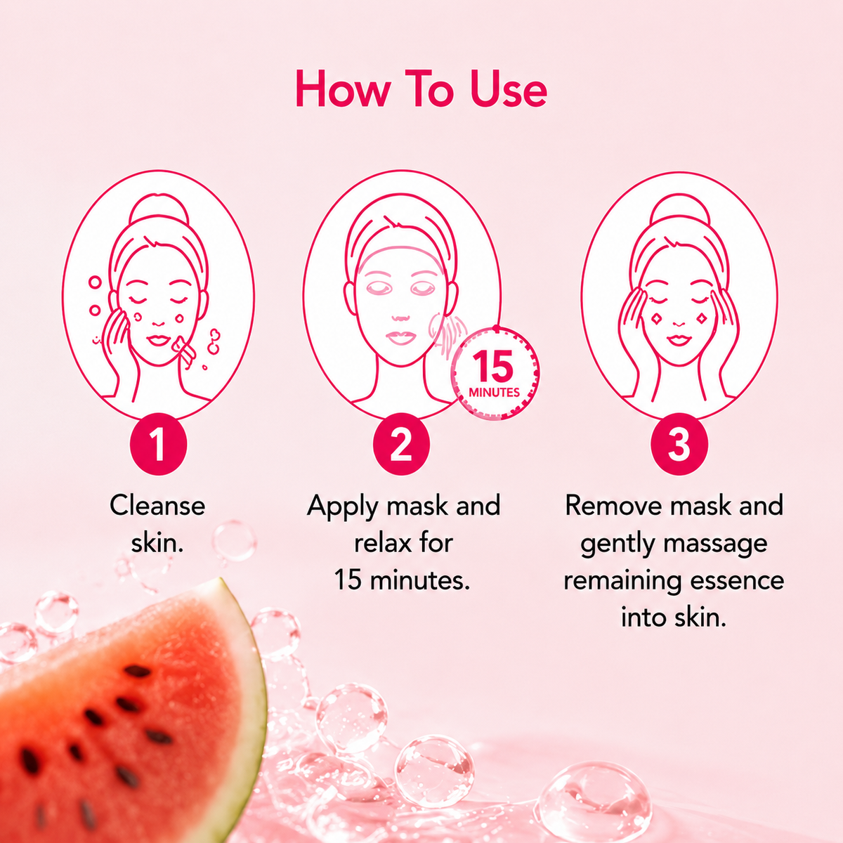 Global Beauty Care Watermelon Sheet Mask 3-pack lifestyle texture closeup