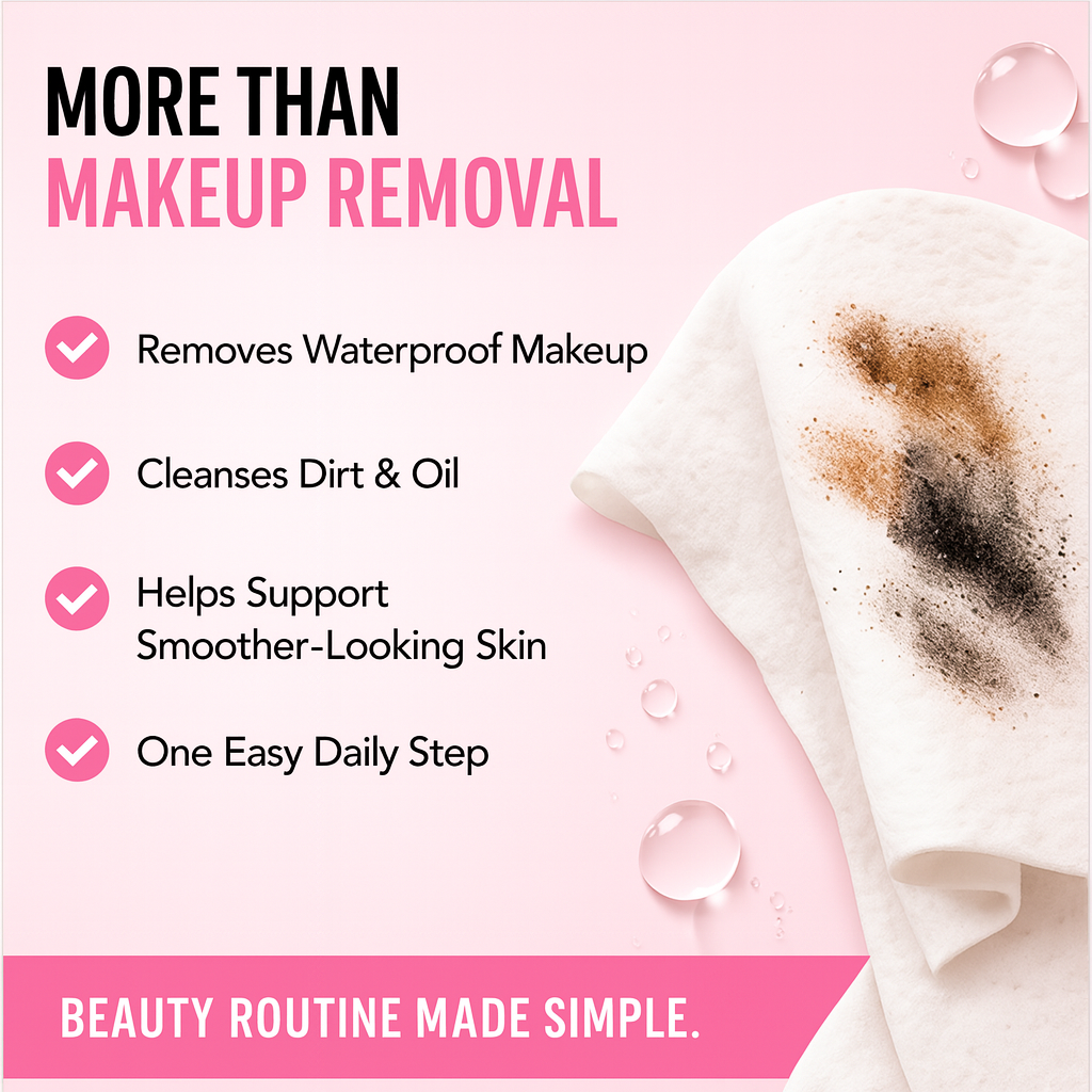 Global Beauty Care Collagen Makeup Cleansing Wipes 4-pack lifestyle closeup detail