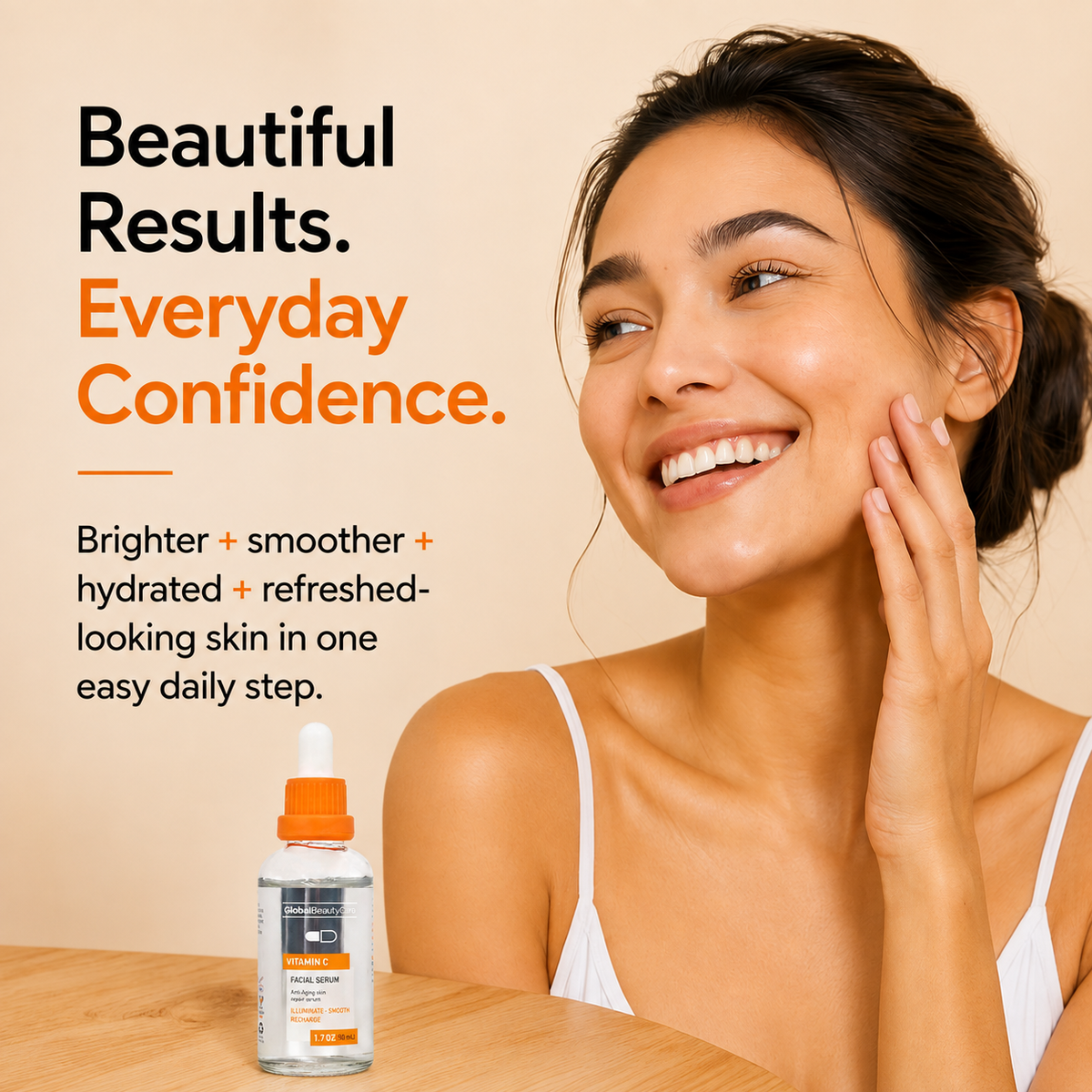 Global Beauty Care Vitamin C Facial Serum 1.7oz lifestyle texture closeup