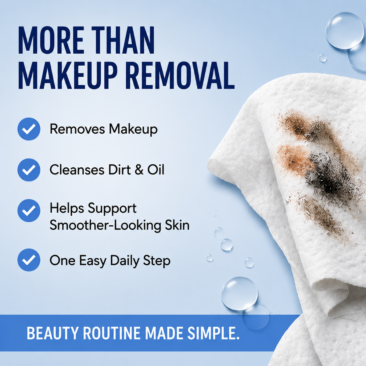 Global Beauty Care Retinol Makeup Cleansing Wipes 4-pack lifestyle closeup detail