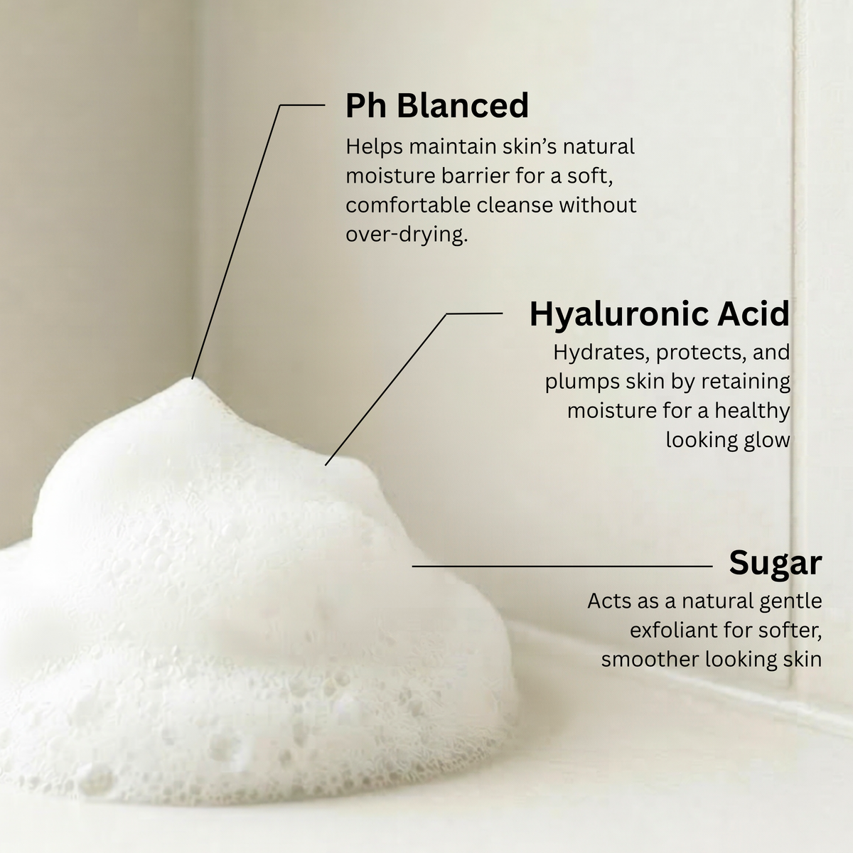 Hyaluronic Acid + Sugar Foaming Facial Cleanser
