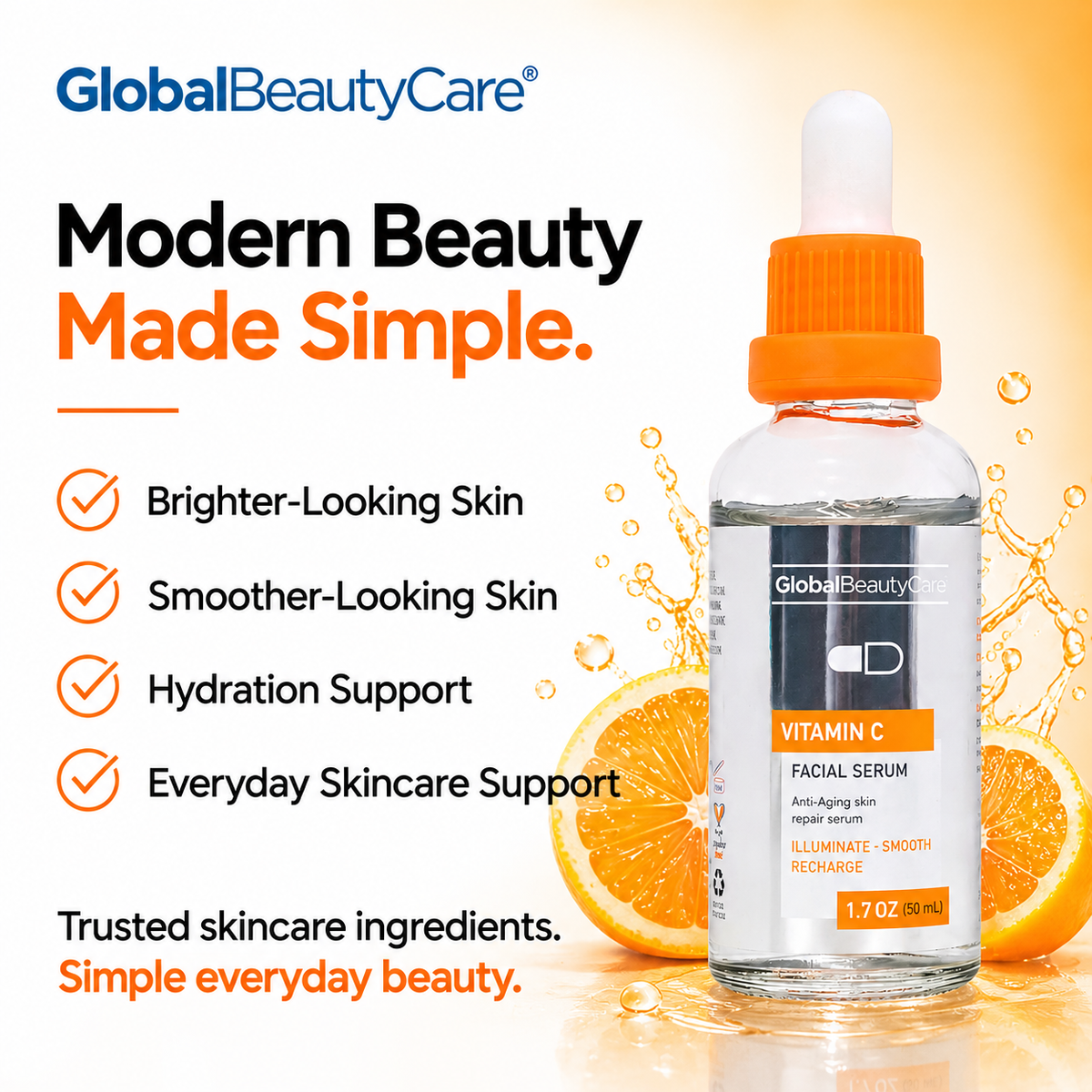Global Beauty Care Vitamin C Facial Serum 1.7oz lifestyle texture closeup