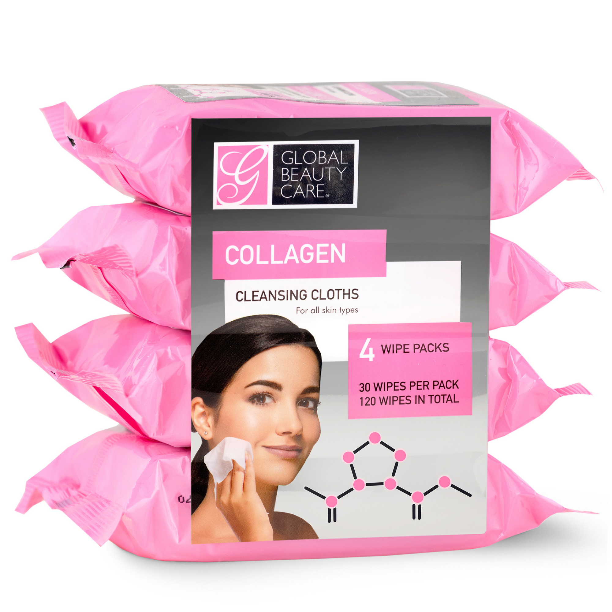 Collagen Makeup Cleansing Wipes - 4 Pack