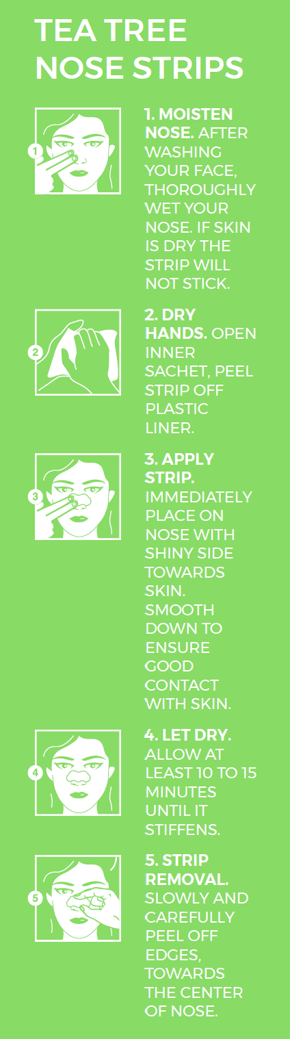 Tea Tree Nose Strips with Charcoal, Salicylic Acid & Willow Bark - 18ct